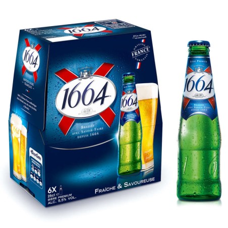 KRONENBOURG Bière blonde 1664 5.5° - 6x25cl KRONENBOURG Bière blonde 1664 5.5° - 6x25cl