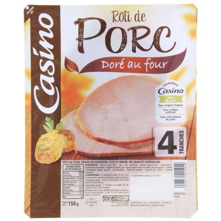 CASINO Rôti de porc Doré au Four - 150g CASINO Rôti de porc Doré au Four - 150g