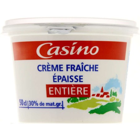 CASINO Crème fraîche épaisse entière 30%Mg - 50cl CASINO Crème fraîche épaisse entière 30%Mg - 50cl