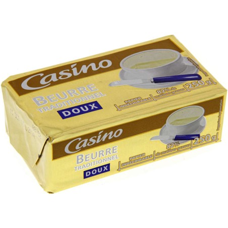 CASINO Beurre traditionnel doux - 250g CASINO Beurre traditionnel doux - 250g