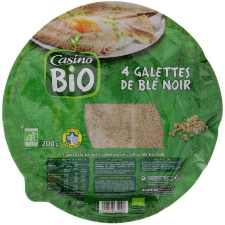 CASINO Galettes de blé noir Bio x4 - 200g CASINO Galettes de blé noir Bio x4 - 200g