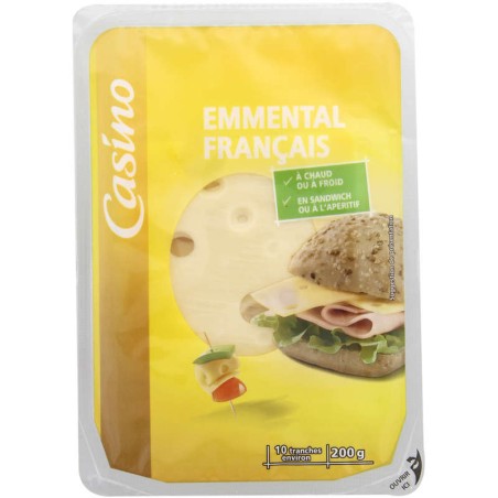CASINO Emmental français 10 tranches environ - 200g CASINO Emmental français 10 tranches environ - 200g