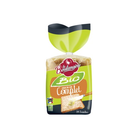 LA BOULANGERE Pain de mie complet grandes tranches Bio - 500g LA BOULANGERE Pain de mie complet grandes tranches Bio - 500g