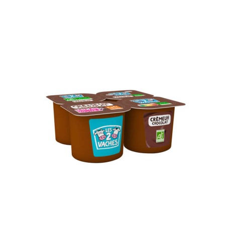 LES 2 VACHES Crémeuh au chocolat bio - 4x95g LES 2 VACHES Crémeuh au chocolat bio - 4x95g