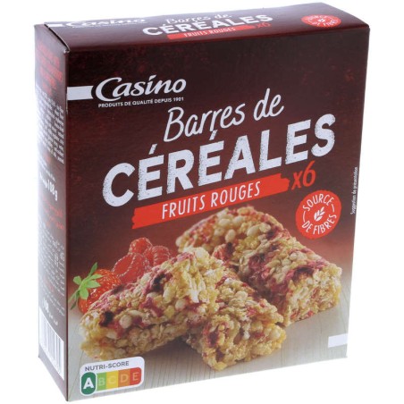 CASINO Barres de céréales aux fruits rouges x6 - 108g CASINO Barres de céréales aux fruits rouges x6 - 108g