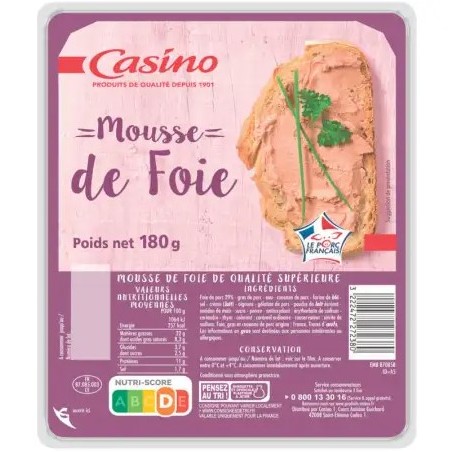 CASINO Mousse de foie - 180g CASINO Mousse de foie - 180g