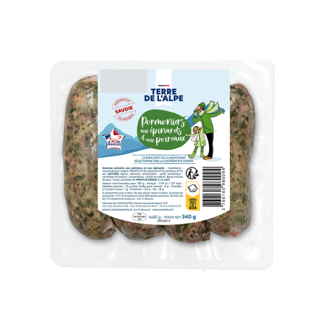 TERRE DE L'ALPE Pormoniers de Savoie Epinards poireaux - 4x85g TERRE DE L'ALPE Pormoniers de Savoie Epinards poireaux - 4x85g