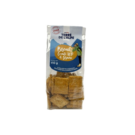 TERRE DE L'ALPE Biscuits Apéritifs Comté et Sésame - 110g TERRE DE L'ALPE Biscuits Apéritifs Comté et Sésame - 110g