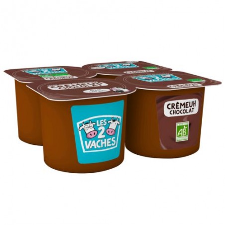 LES 2 VACHES Crémeuh au chocolat bio - 4x95g LES 2 VACHES Crémeuh au chocolat bio - 4x95g