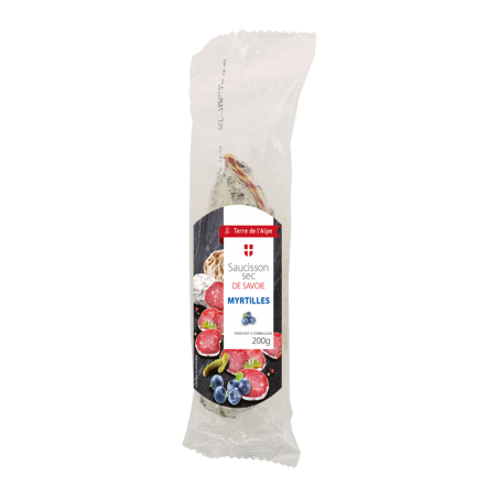 TERRE DE L'ALPE Saucisson sec de Savoie aux Myrtilles - 200g TERRE DE L'ALPE Saucisson sec de Savoie aux Myrtilles - 200g