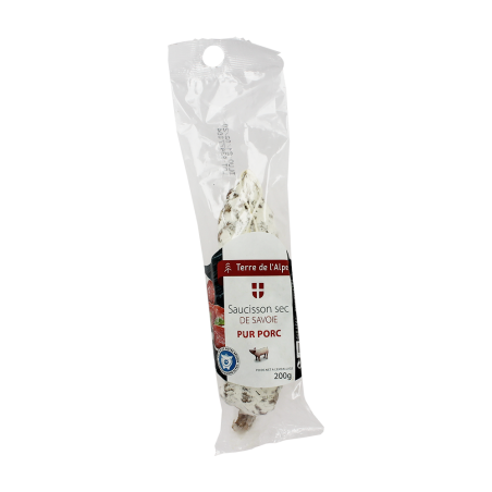 Saucisson sec de Savoie Pur porc La pièce de 200g TERRE DE L'ALPE Saucisson sec de Savoie Pur porc La pièce de 200g TERRE DE L'ALPE