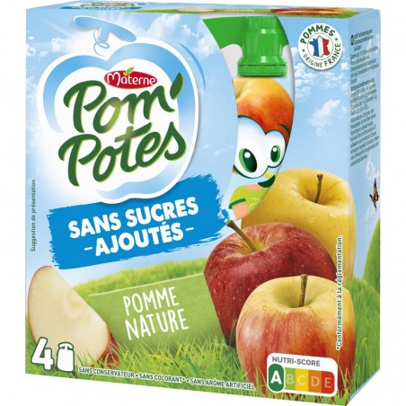 MATERNE Pom'Potes - Compote pomme nature sans sucre ajouté 4x90g MATERNE Pom'Potes - Compote pomme nature sans sucre ajouté 4x90g