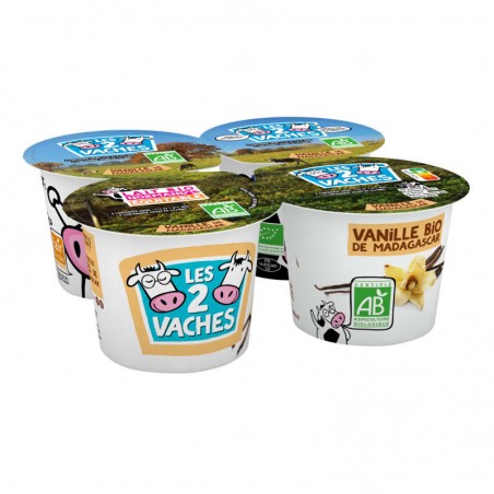 LES 2 VACHES Crème vanille Bio 4x115g LES 2 VACHES Crème vanille Bio 4x115g