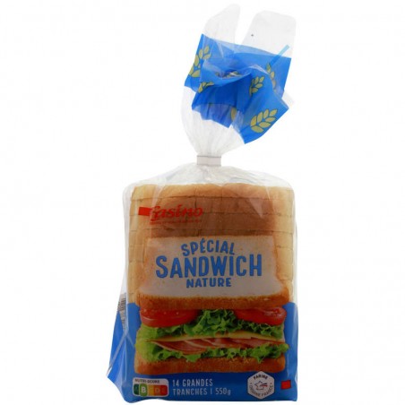 CASINO Pain de mie nature spécial sandwich 550g CASINO Pain de mie nature spécial sandwich 550g