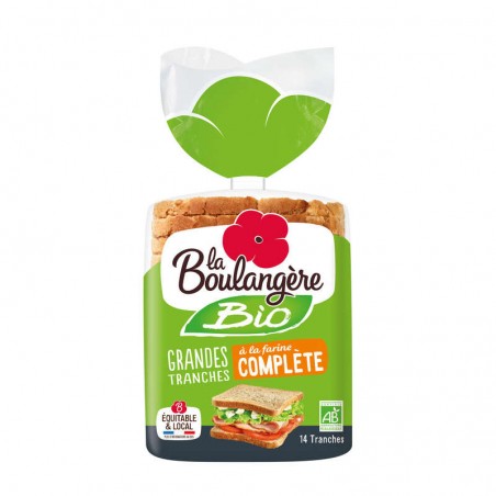 LA BOULANGERE Pain de mie complet grandes tranches Bio 500g LA BOULANGERE Pain de mie complet grandes tranches Bio 500g