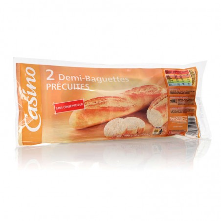 CASINO 2 Demi-Baguettes précuites 300g CASINO 2 Demi-Baguettes précuites 300g