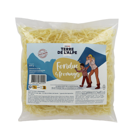 TERRE DE L'ALPE Fondue râpée sans Emmental - 400g TERRE DE L'ALPE Fondue râpée sans Emmental - 400g